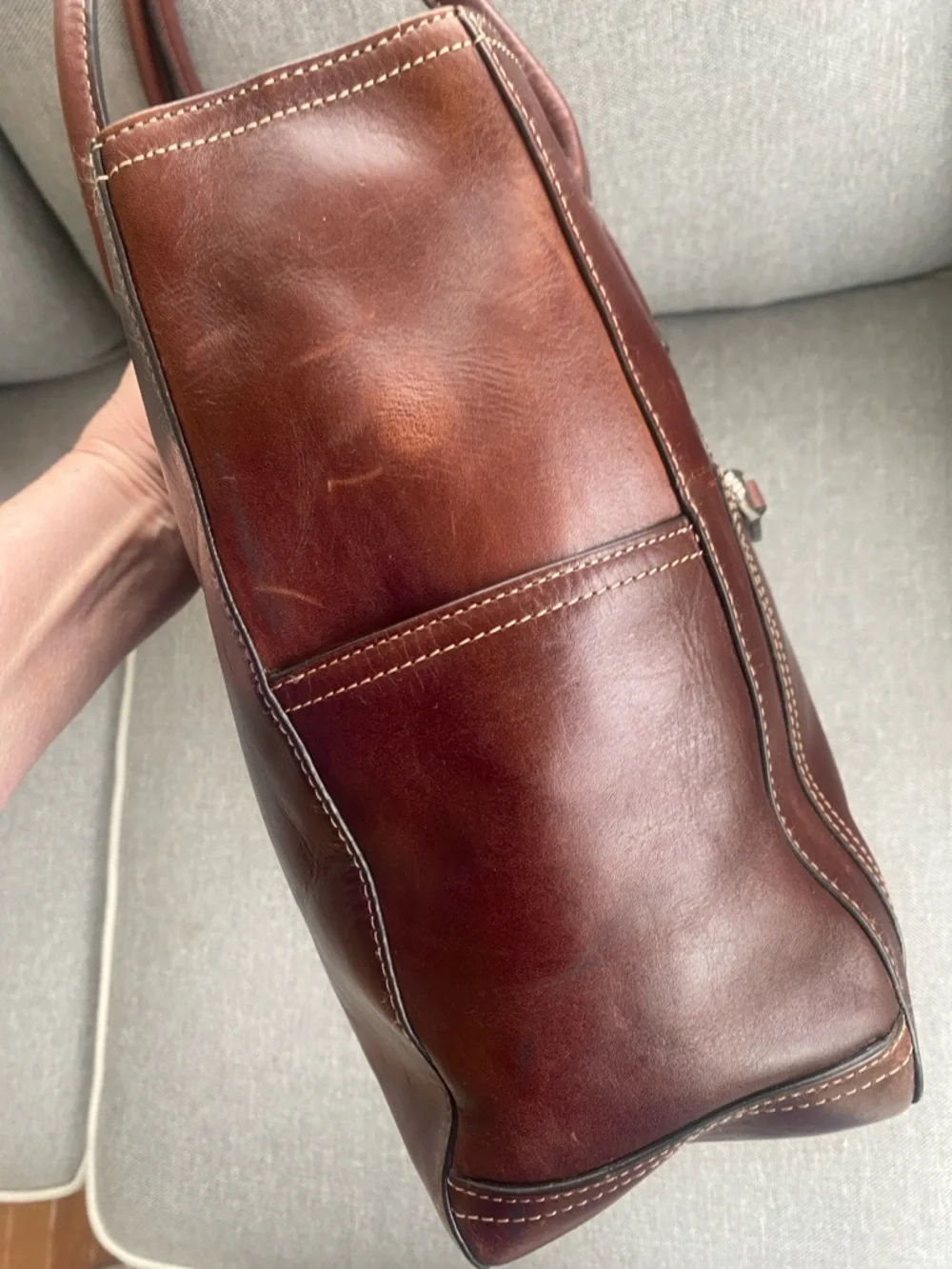 Fossil brown leather business shoulder bag long live vintage since 1954